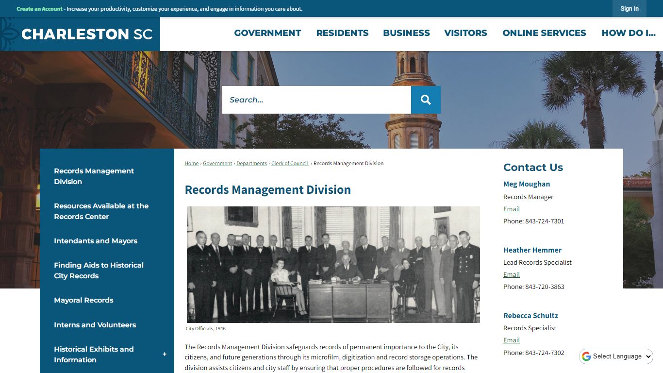 Records Management Division | Charleston, SC - Official Website